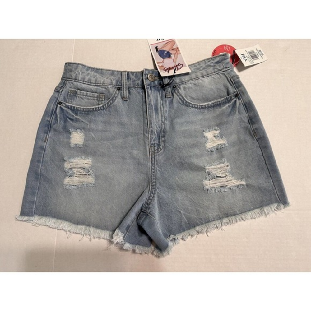 YMI Junior Distressed Shorts Size 11/ 30 Denim Light Wash Dream Collection #864